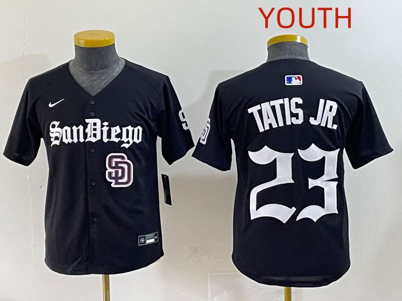 Youth 2025 San Diego Padres #23 Tatis jr Black Five generations Joint Name Nike MLB Jersey style 14